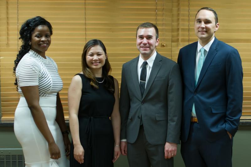 2018 Resident Graduates (starting on left in order): Hollist, O'Young-Oliver, Bracken, Long